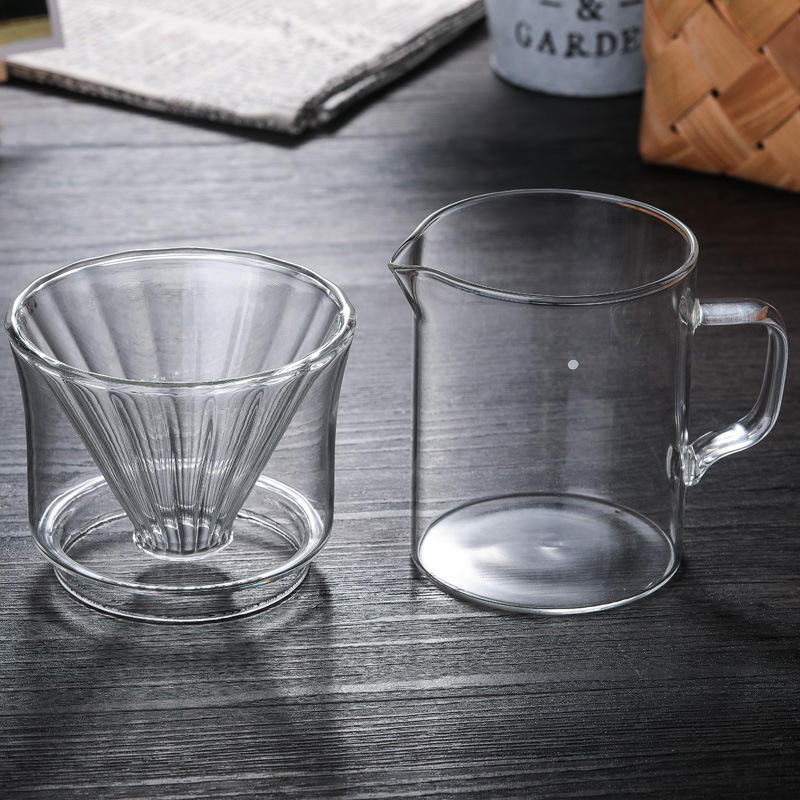 The Bean Co Roasters Double-Walled Glass Coffee Dripper with 450ml Glass Carafe | Heat-Resistant Borosilicate Glass Pour-Over Set with Handle