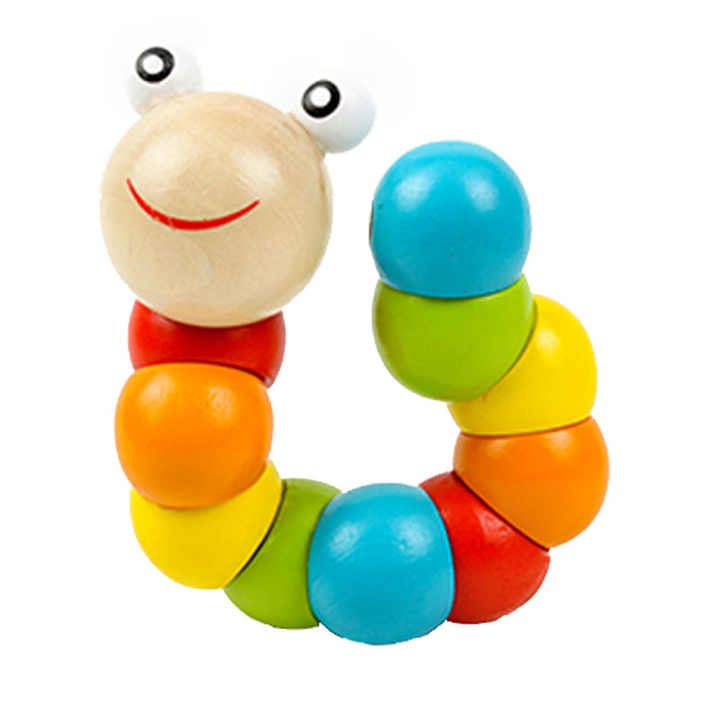 Wudly - Wooden Twisting Caterpillar Early Educational Toy for 18+ Months Child, with Bright Colors & Child Safe