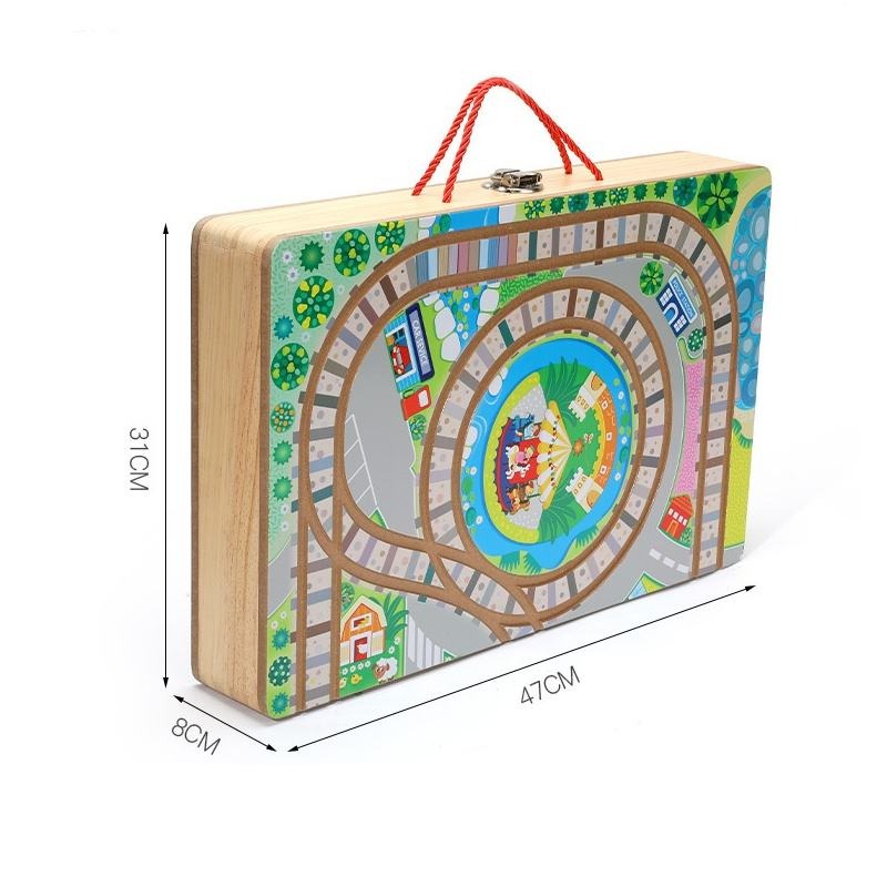 Wudly - Wooden Building Blocks Set, Electric Train City Construction Stacking Blocks Preschool Learning Educational Toys,Wooden Take-Along Tabletop Railroad Play Set for 3+ Years old kids, Child Safe Certified, Multi colors.