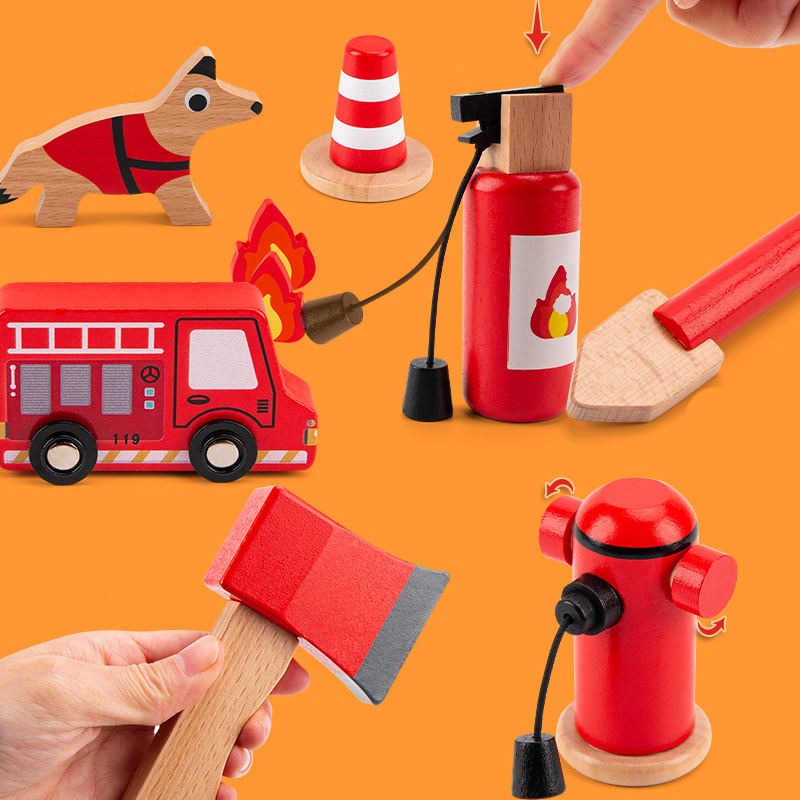 Wudly - Wooden Fire Fighter Set For Kids