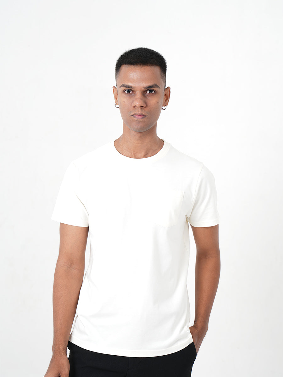 Monkstory Bamboo Cotton Crew Tee - Warm Ivory