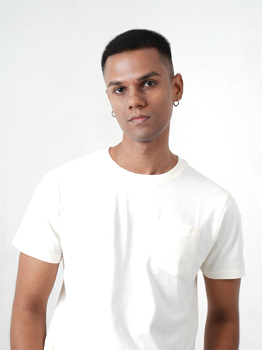 Monkstory Bamboo Cotton Crew Tee - Warm Ivory