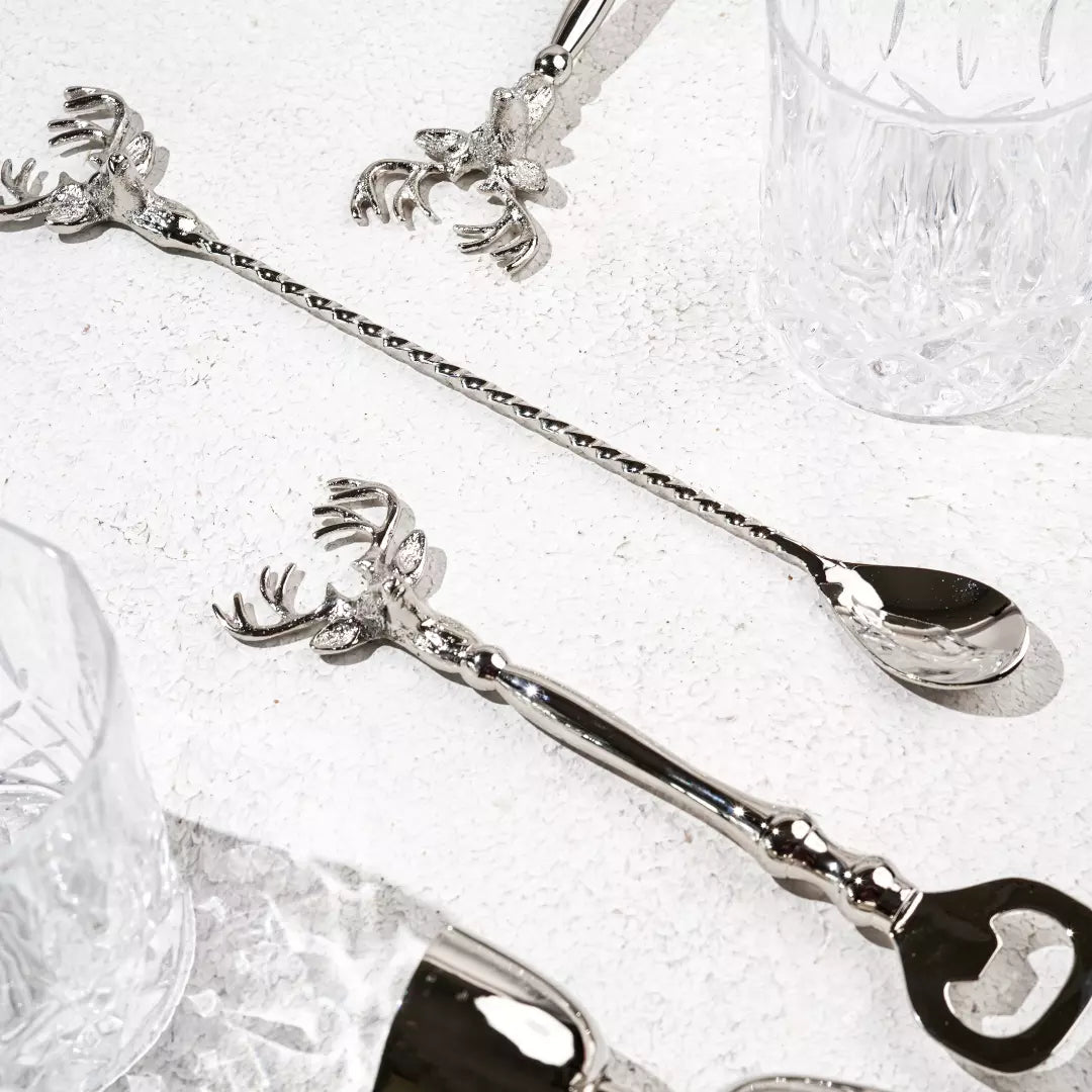 Pravaah Saarang Bar Set | Lead-free Brass | Set of 4 | Gifting Chrome