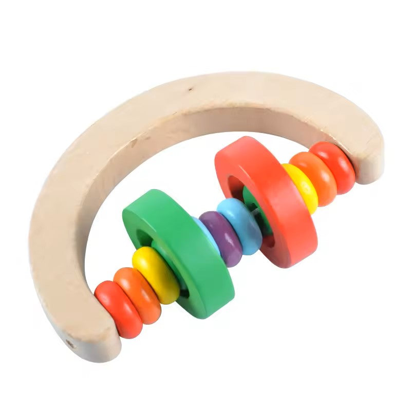 Wudly - Wooden Baby Rattles Teeth Wooden Music Instrument Shaker Set Toy for 12+ Months kids, (Pack of 4)(Multi Colors) Eco Friendly & Safe Non Toxic Colors