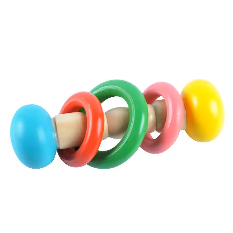 Wudly - Wooden Baby Rattles Teeth Wooden Music Instrument Shaker Set Toy for 12+ Months kids, (Pack of 4)(Multi Colors) Eco Friendly & Safe Non Toxic Colors