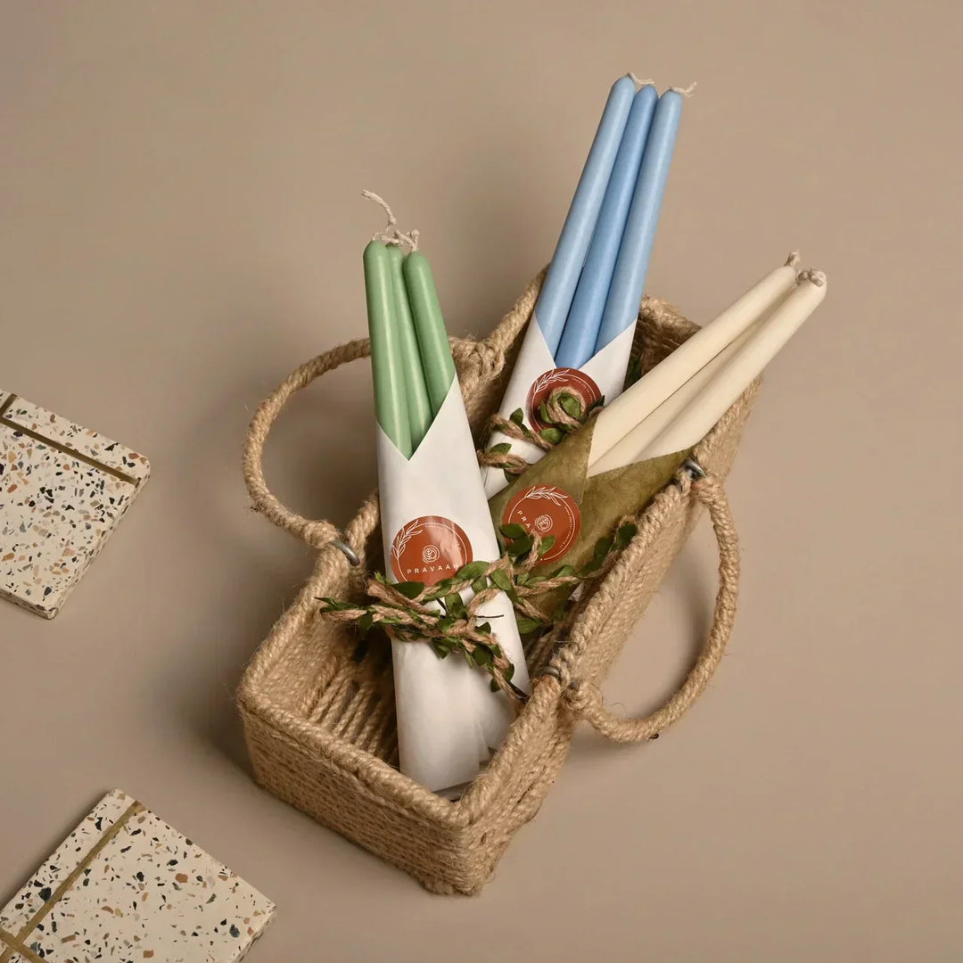 Pravaah Tall Taper Candle | Unscented Soy Wax | Available in assorted Colors