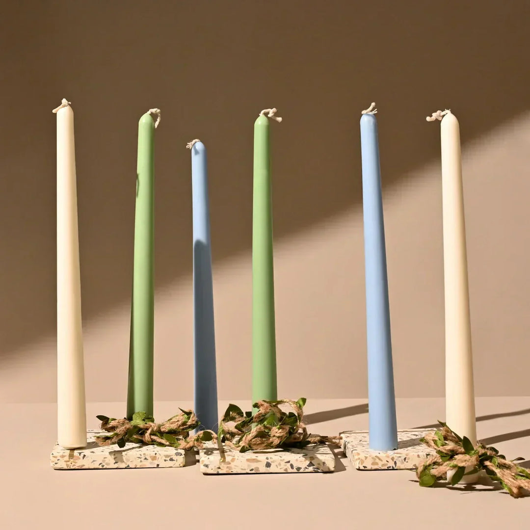Pravaah Tall Taper Candle | Unscented Soy Wax | Available in assorted Colors