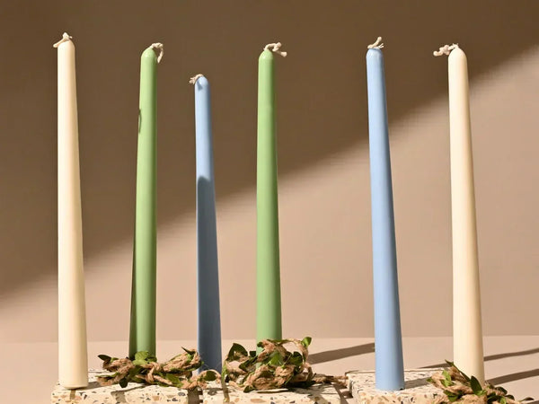 Pravaah Tall Taper Candle | Unscented Soy Wax | Available in assorted Colors