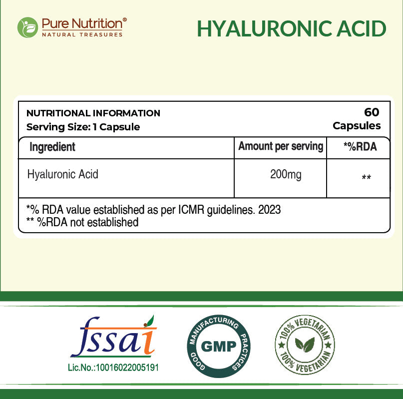 Hyaluronic Acid 200mg Capsules  Skin Hydration & Joint Comfort