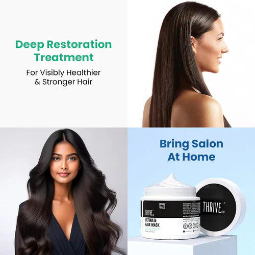 ThriveCo Ultimate Hair Mask With Hyaplex™| For Dry, Lifeless, Frizzy, and Damaged Hair | Smooths Frizz, Repairs Damage, Hydrates & Strengthens Hair | 200 ml