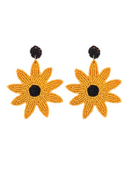 Handmade Beaded Sunflower Earrings