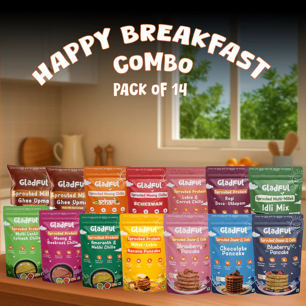 Gladful Happy Breakfast Combo - 14 Packs | 2520gms