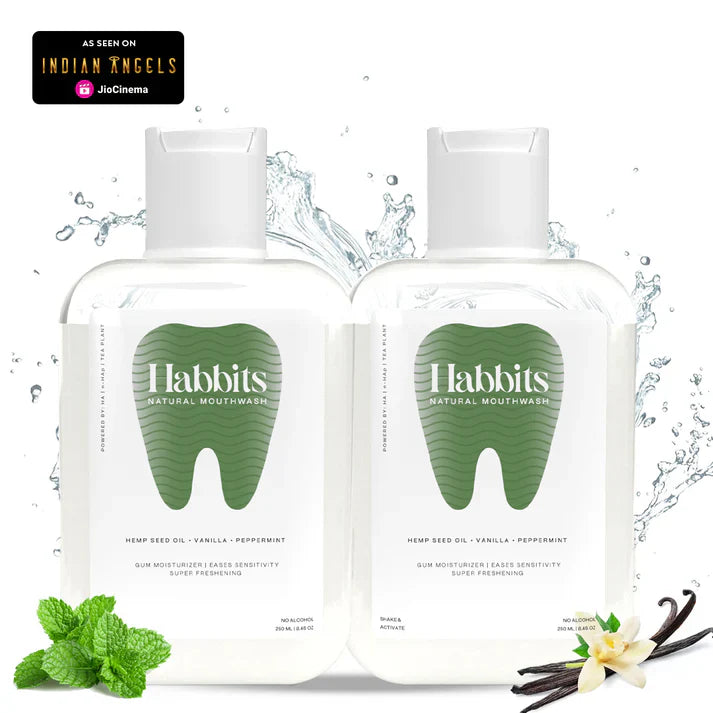 Habbits Sensitivity Relief Hemp Seed Oil, Vanilla Natural Mouthwash (Pack of 2)