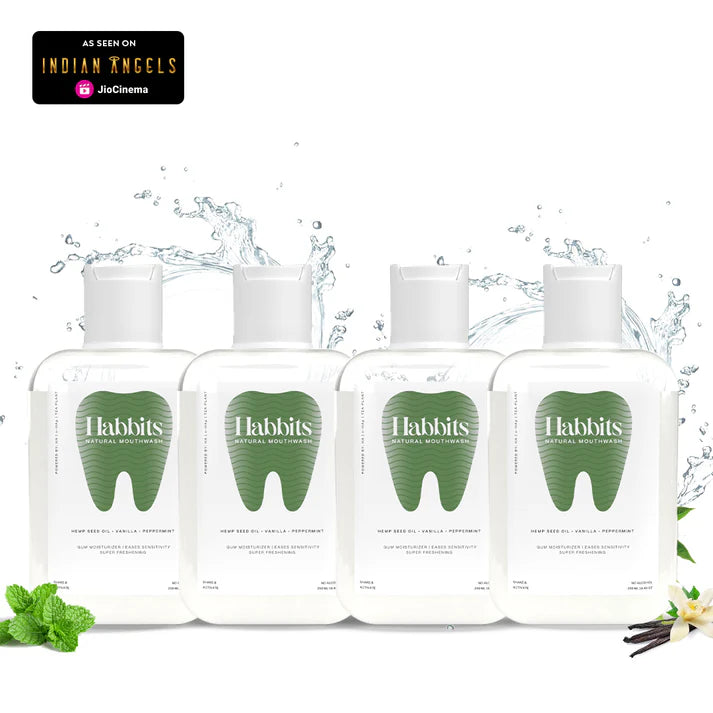 Habbits Sensitivity Relief Hemp Seed Oil, Vanilla Natural Mouthwash (Pack of 4)