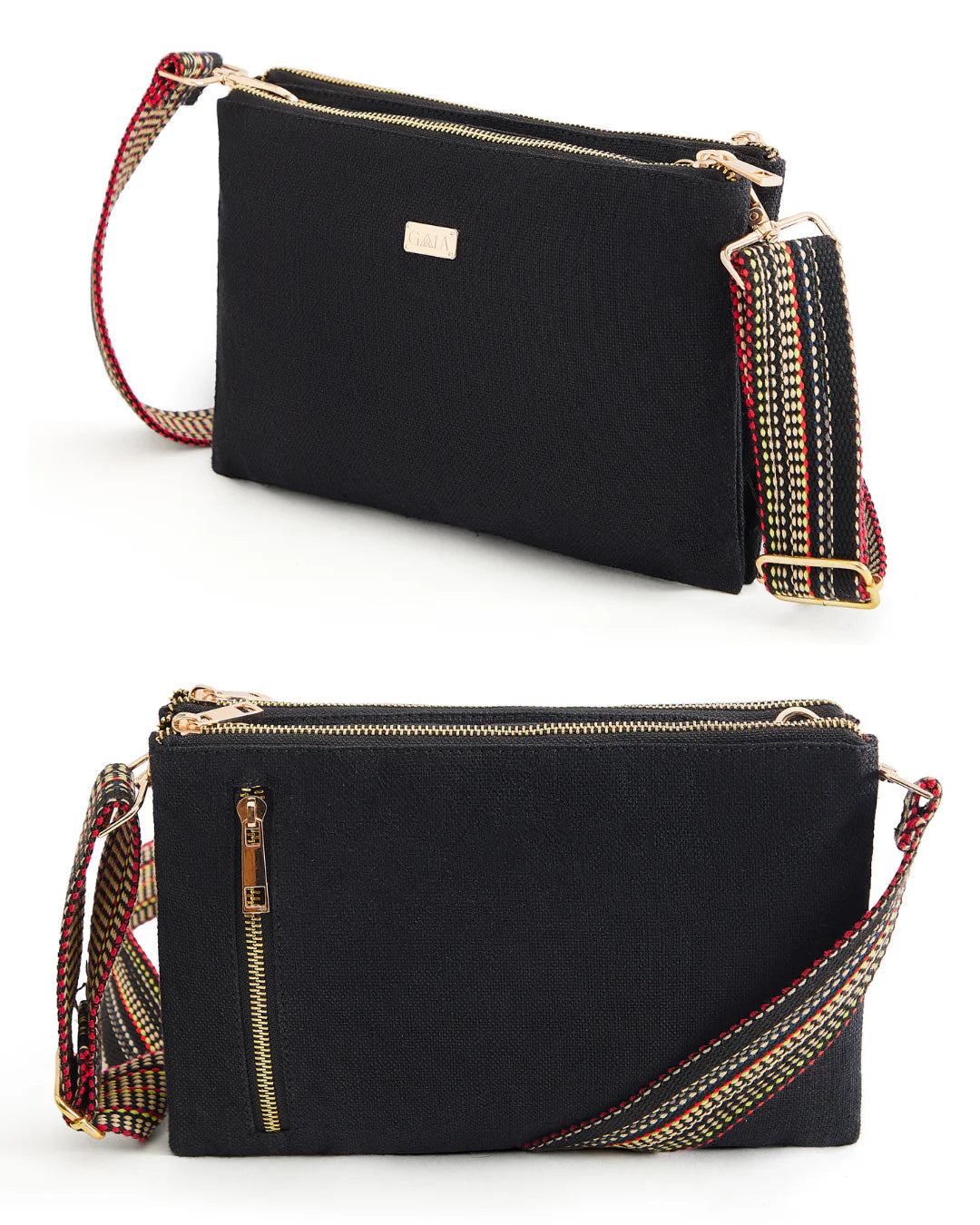 The Label GAIA Hemp Double Pocket Sleek Sling Bag