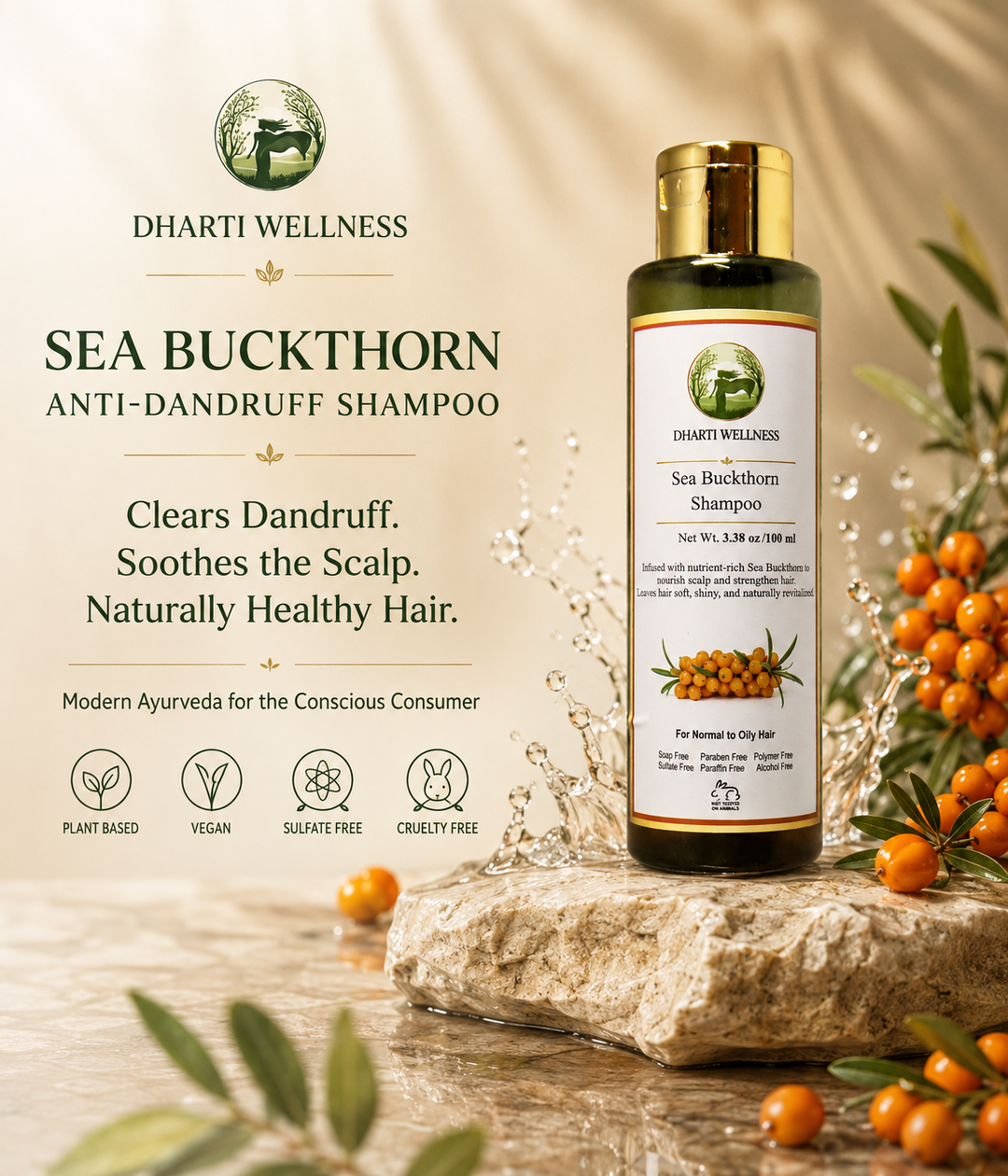 Sea Buckthorn Shampoo | Improves Scalp health | De-Tangle | Conditioning | Sulphate Free | Paraben - Free