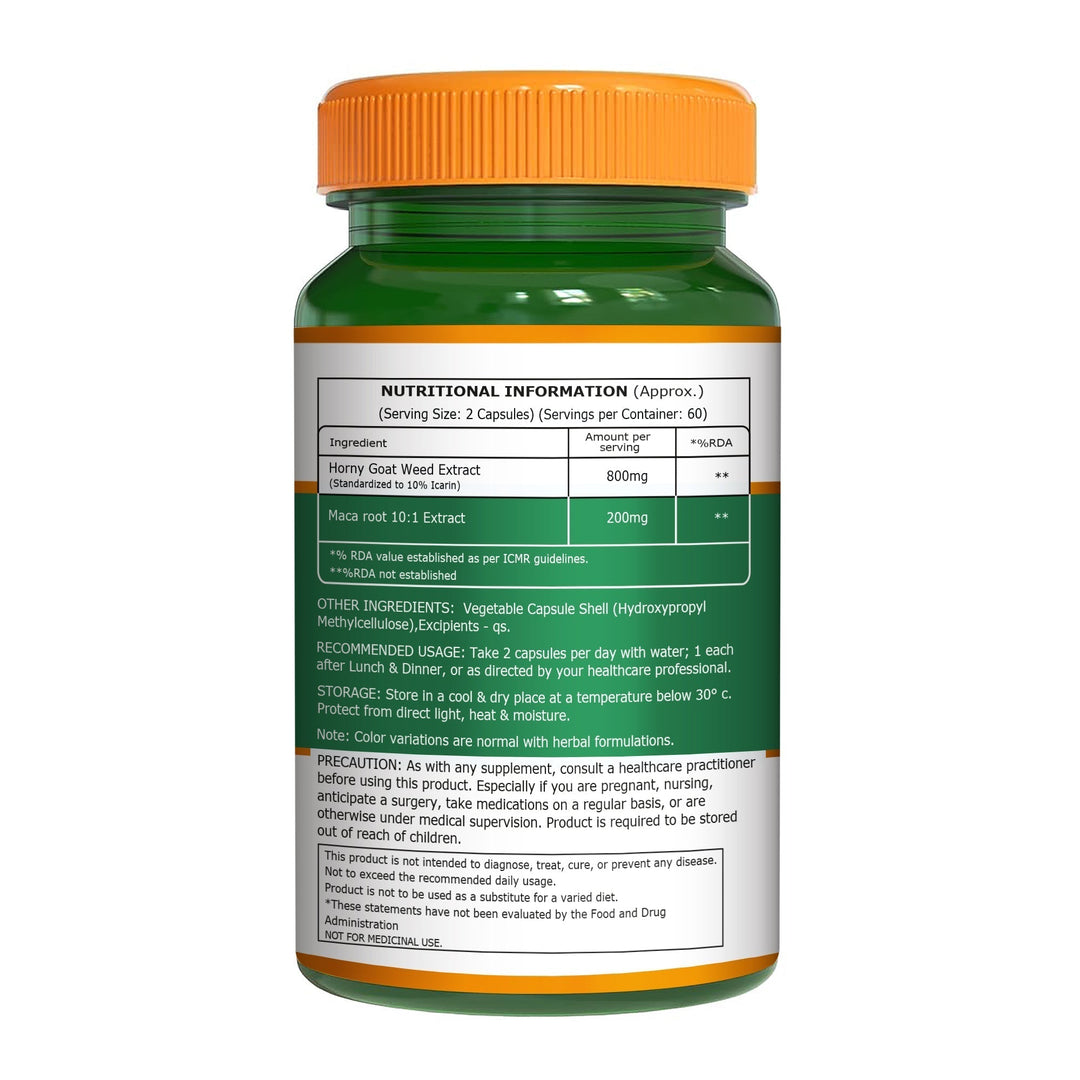 Horny Goat Weed with Maca Root  120 Veg Tablets | Vitality & Stamina
