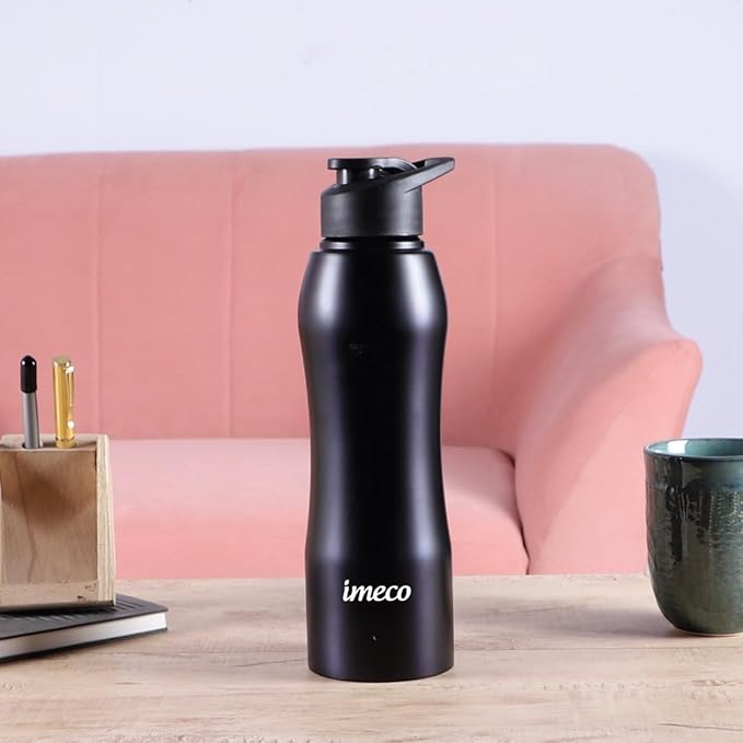IMECO ECO-CURVE Stainless Steel Water Bottle 1 Litre - Leakproof, Rust-Free, & BPA-Free - Ideal for Gym, Office, School & Travel