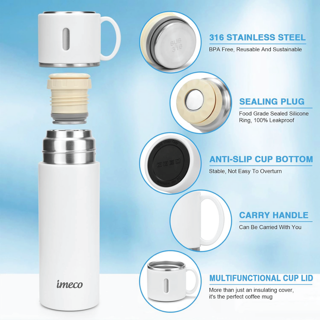 IMECO ECO-FLASK Stainless Steel Bottle - Insulated, Leakproof & BPA-Free 500 ml