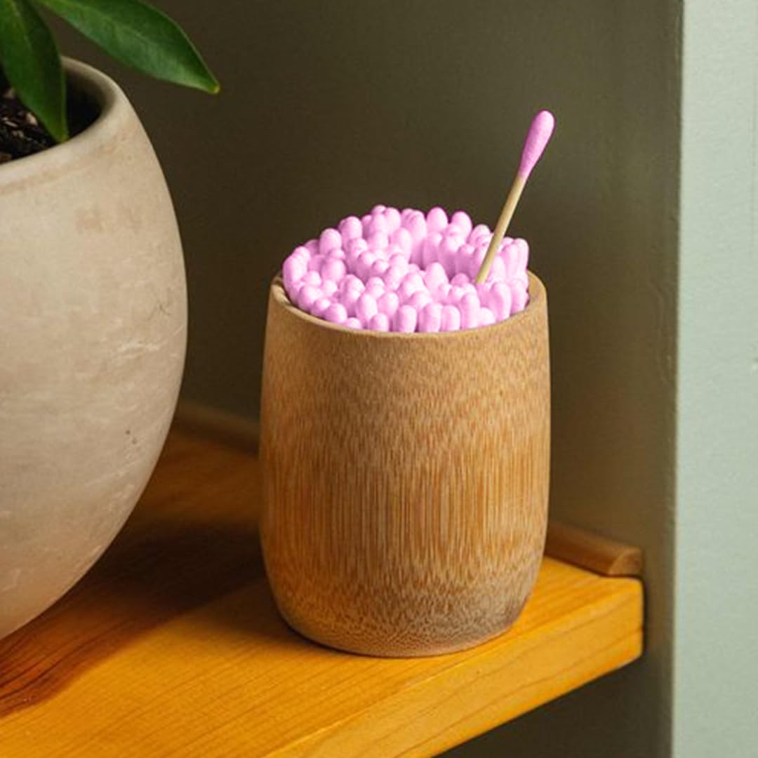 IMECO Natural Bamboo Cotton Swabs - 100 Soft Double-Tip Ear Swabs - Biodegradable & Gentle for Personal Care