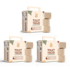 IMECO Soft 3 Ply Bamboo Toilet Paper Rolls - Unbleached & Eco-Friendly - 220 Pulls Each