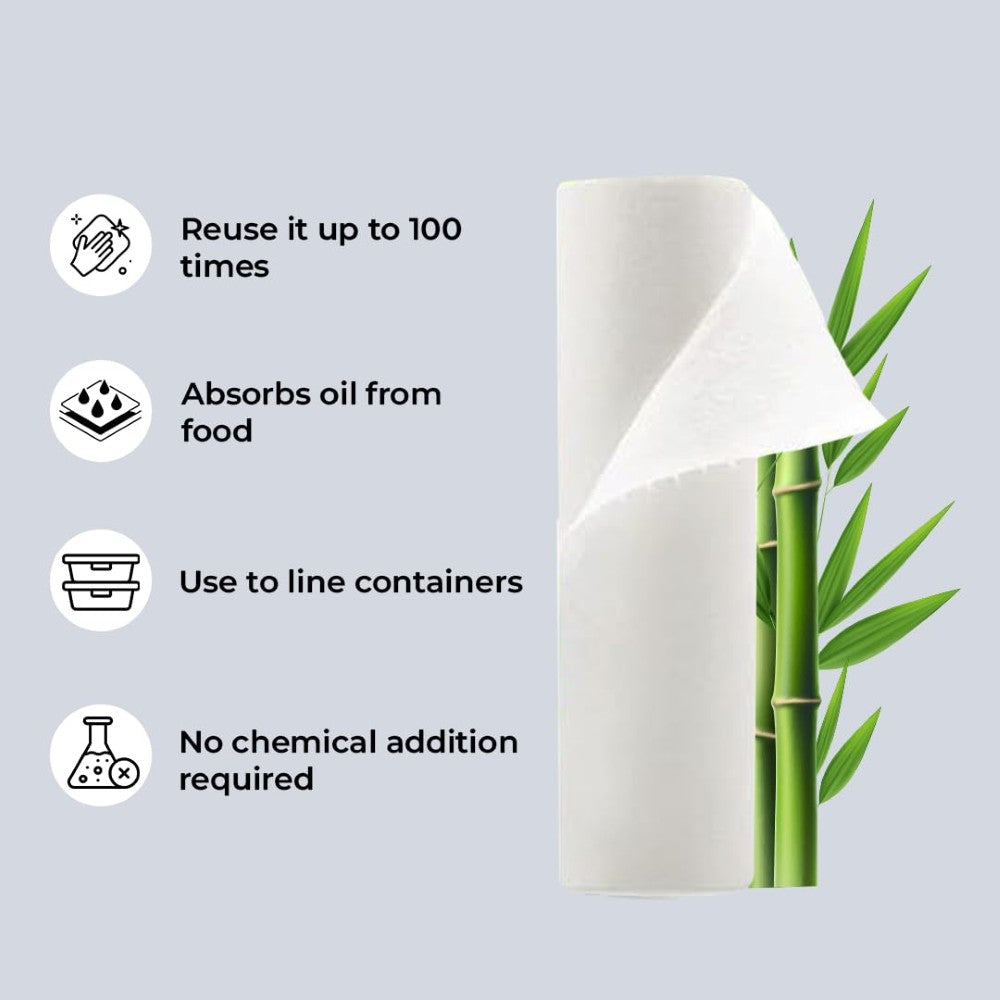 IMECO Bamboo Reusable Kitchen Towel - 20 Ultra-Absorbent & Durable Sheets - Reusable up to 2000 Times Per Roll - Ideal for Cleaning & Wiping