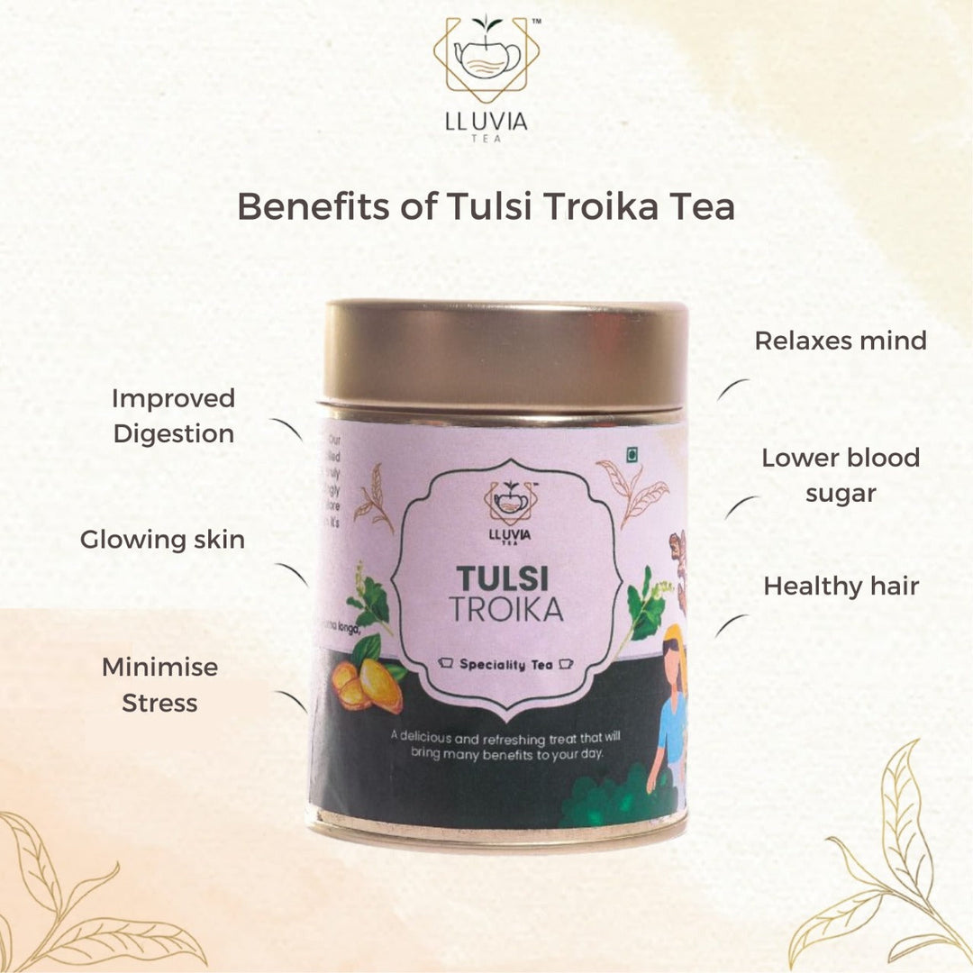 Lluvia Tea Tulsi Troika - Treat Respiratory Issues | Helps Digestive Problems | Relives Stress (50gm)