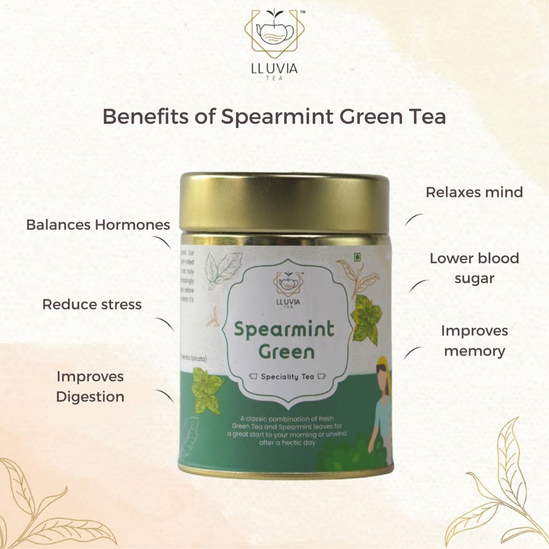 Lluvia Tea Spearmint green tea| balance hormones & improve digestion| 50 gms