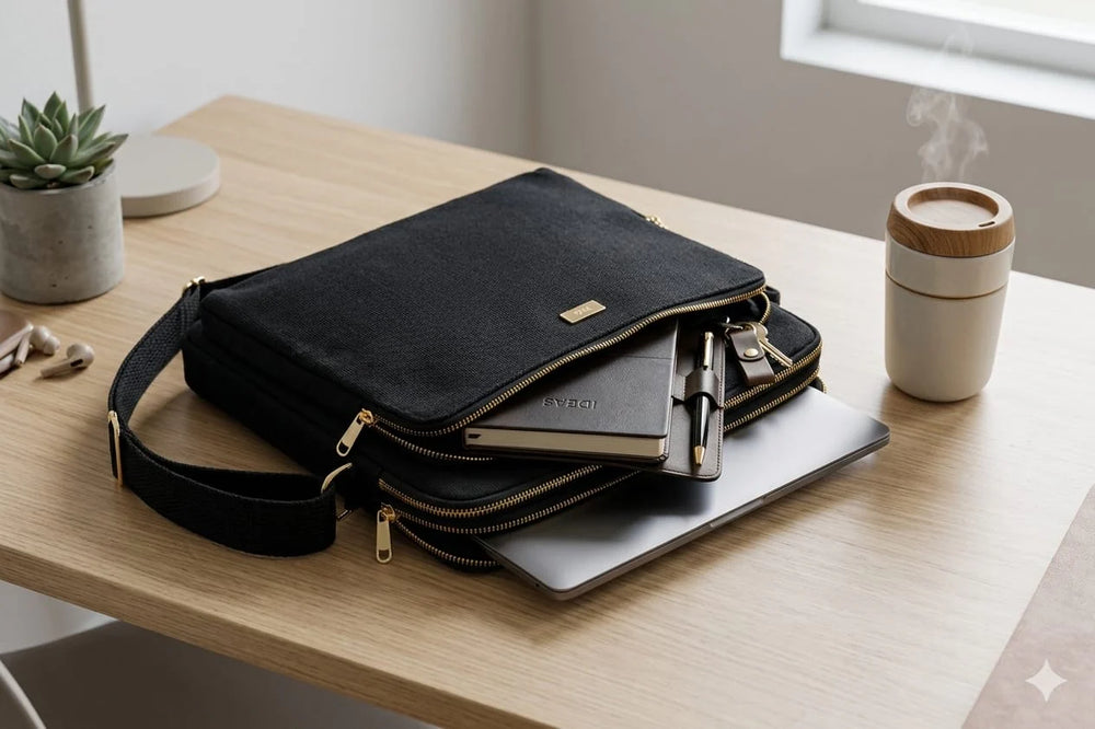The Label GAIA Premium Hemp Cross Body Laptop Messenger Bag