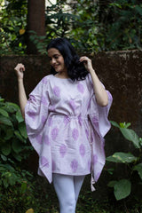 Earthy Route Lilac Purple Short Kaftaan in Lyocell