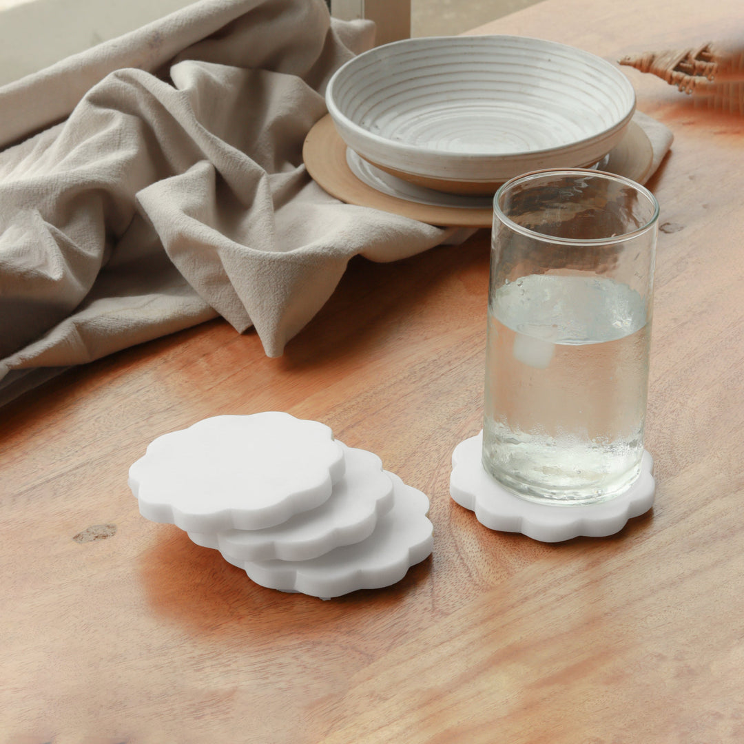 Muun Home Scallop Marble Coasters Set of 4