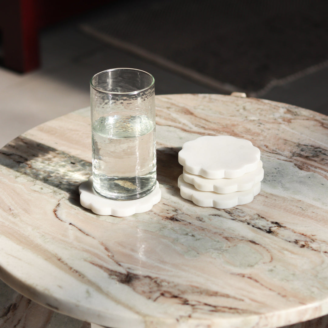 Muun Home Scallop Marble Coasters Set of 4