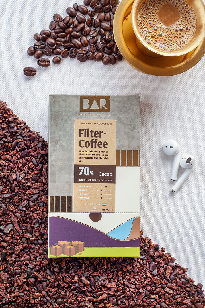BAR Filter Coffee 70% – Idukki Origin Dark Chocolate – 80 gm