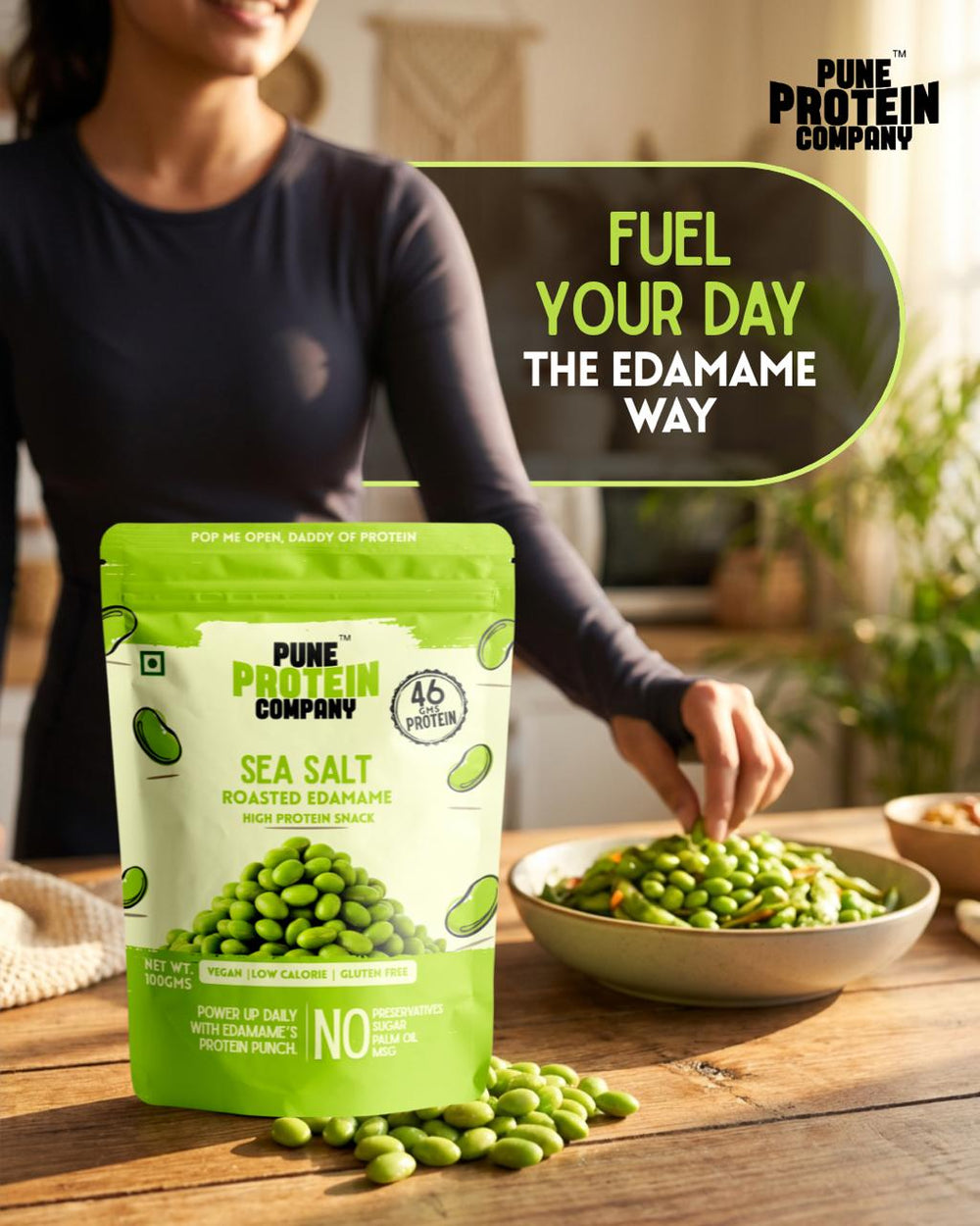 Pune Protein Company Sea Salt Roasted Edamame | 46g Protein
