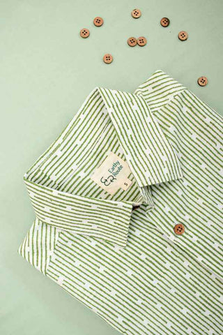 Earthy Route Green Lakeer · Half Sleeve Shirt