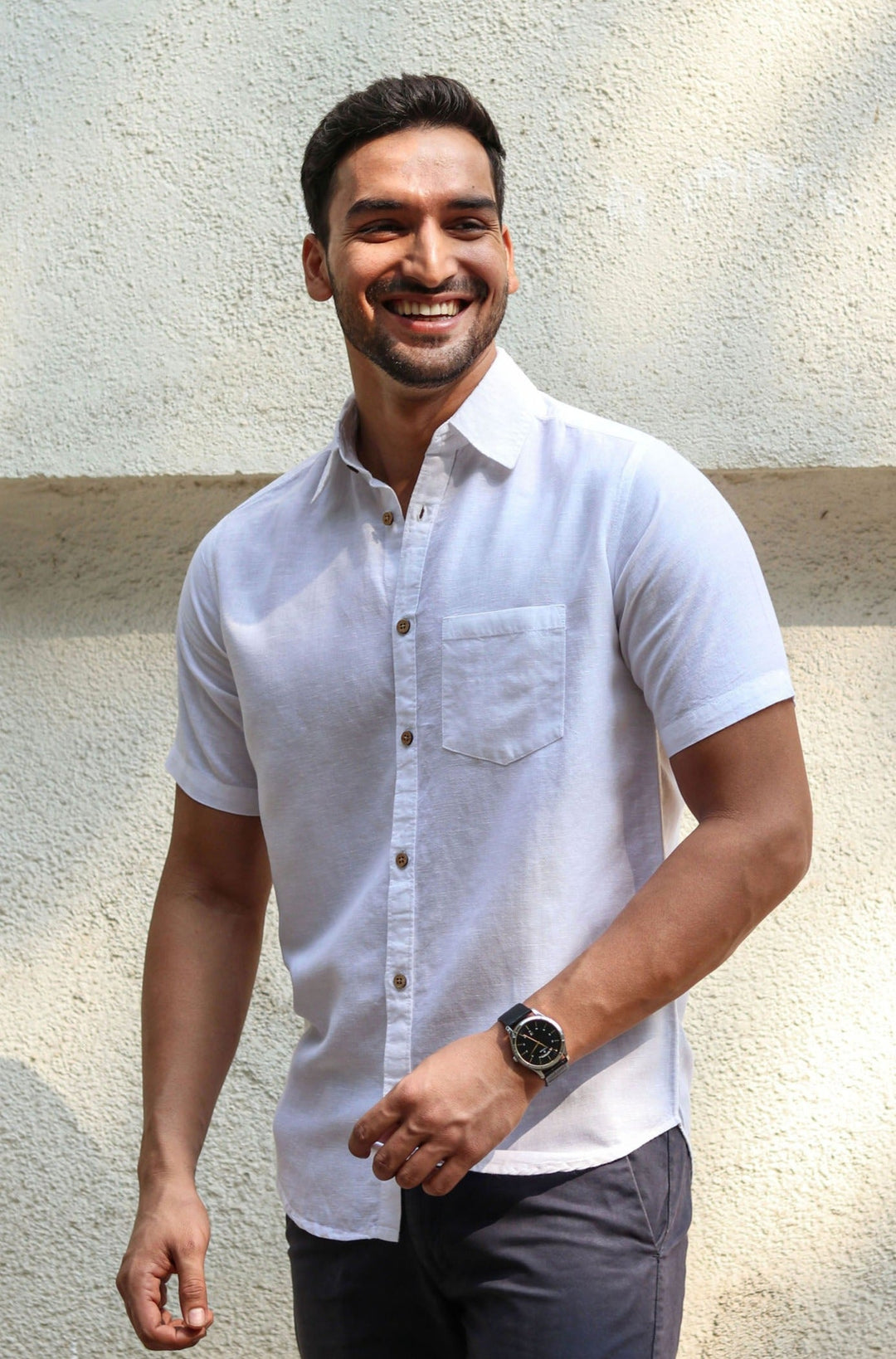 Earthy Route Snow white · half sleeve shirt