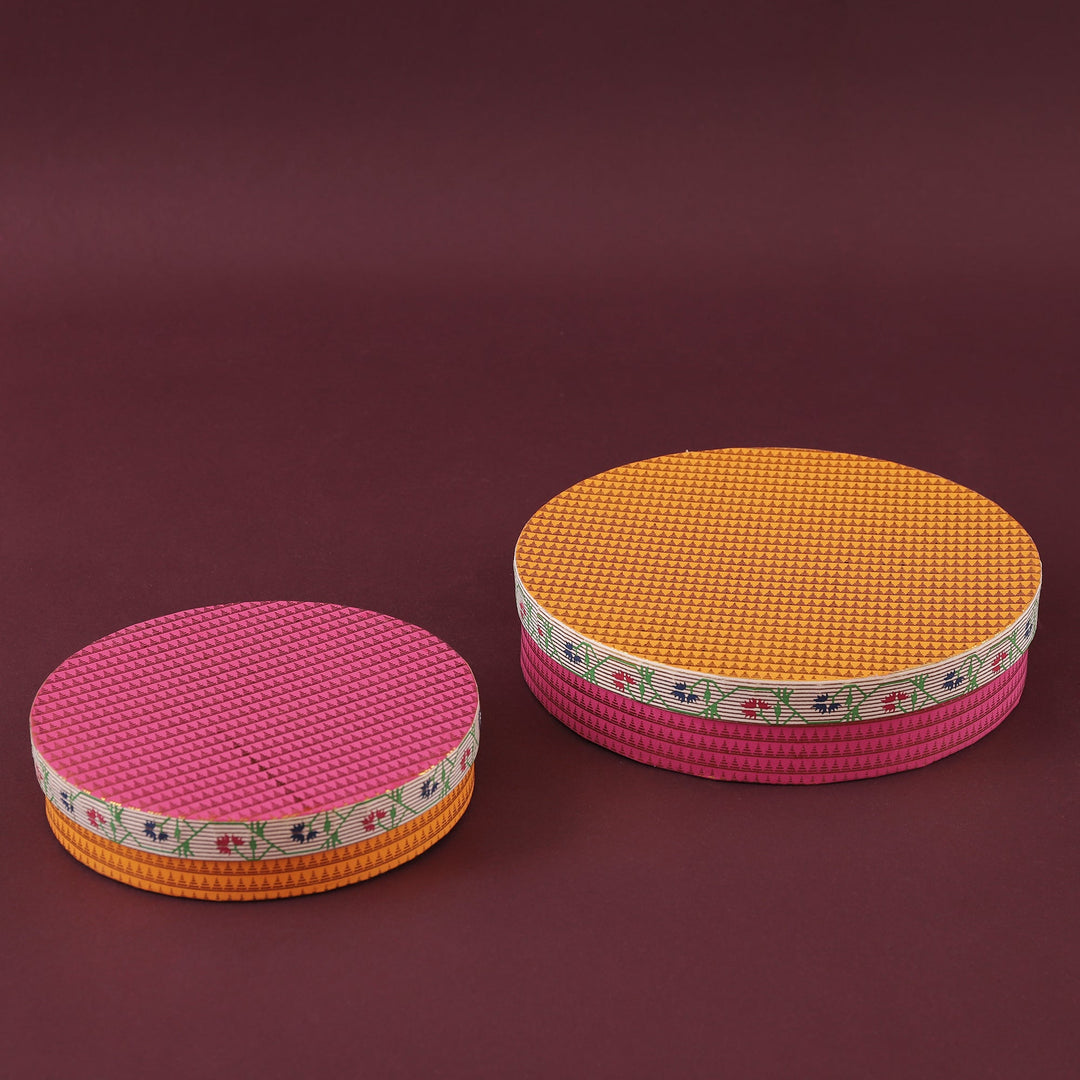 Paithani Round Gift Box (Set of 2)