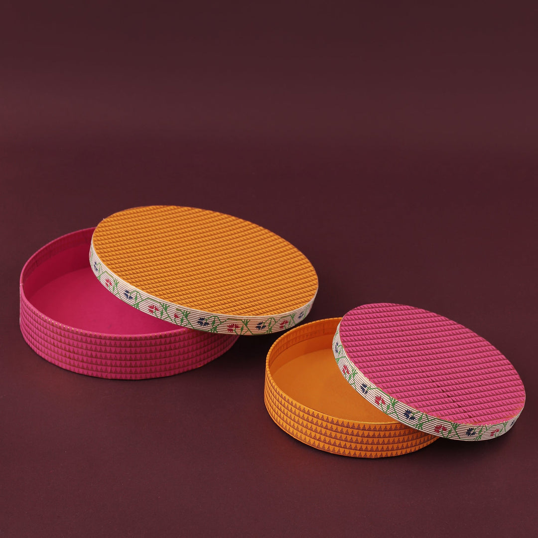 Paithani Round Gift Box (Set of 2)