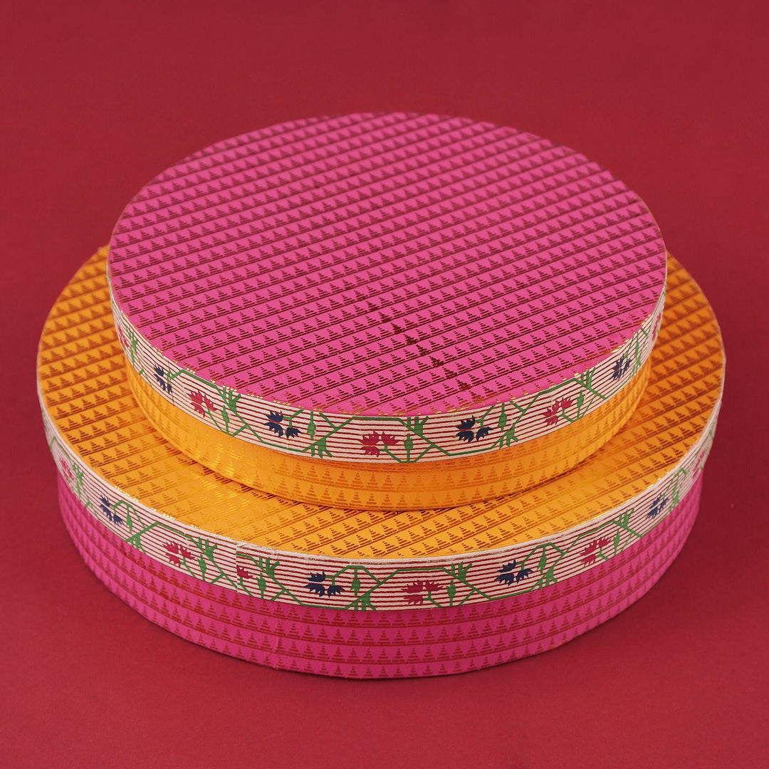 Paithani Round Gift Box (Set of 2)