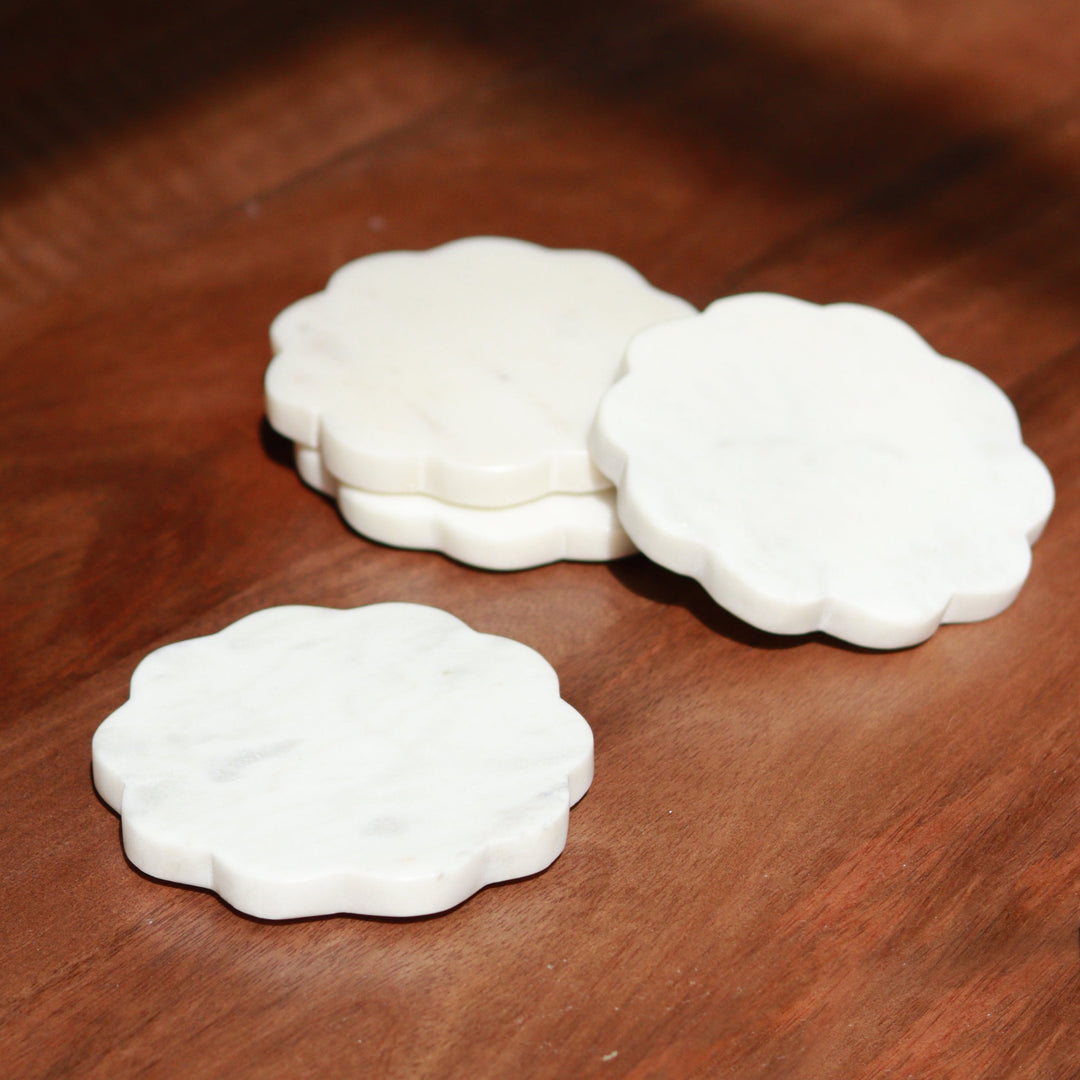 Muun Home Scallop Marble Coasters Set of 4