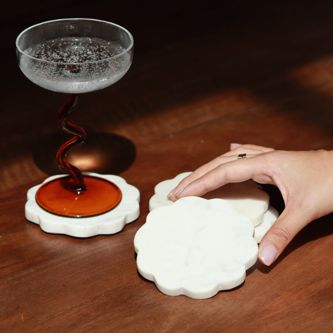 Muun Home Scallop Marble Coasters Set of 4