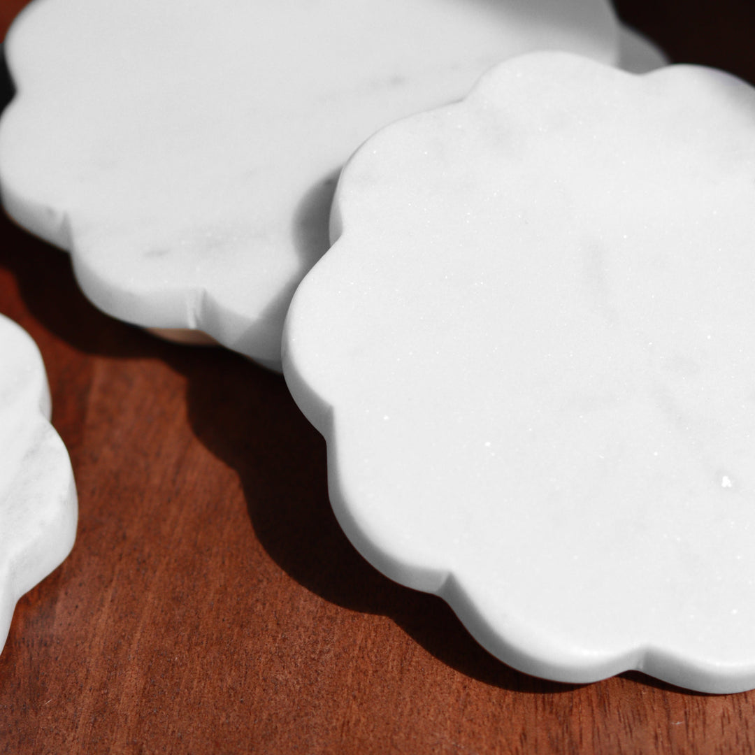 Muun Home Scallop Marble Coasters Set of 4