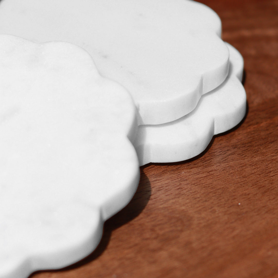 Muun Home Scallop Marble Coasters Set of 4