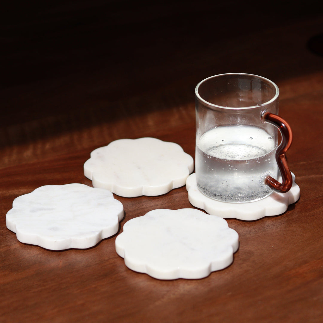 Muun Home Scallop Marble Coasters Set of 4
