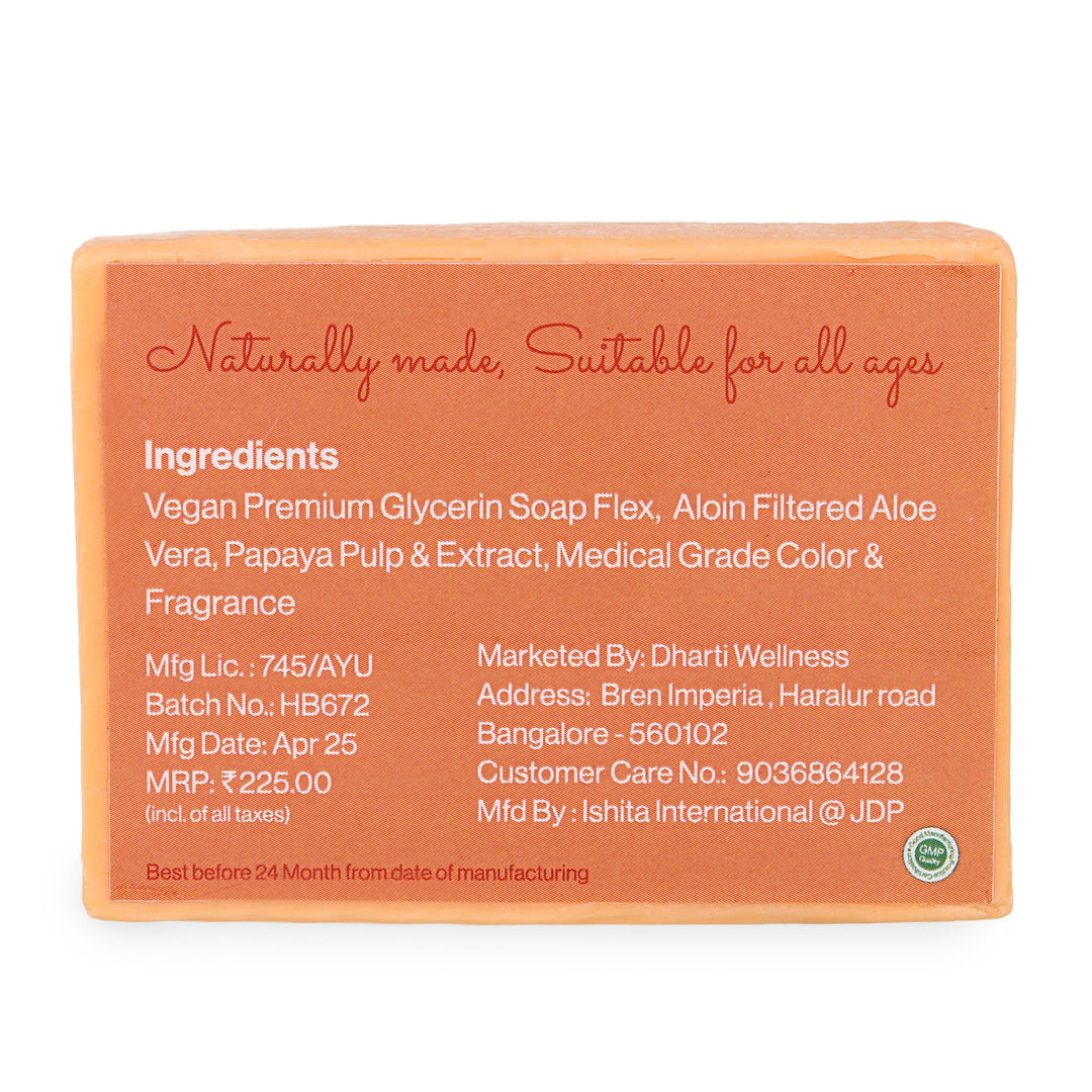 Papaya Bath Soap -  Organic | Natural | Caustic - Soda Free | For Dry - Skin | Nourishing | Brightening | Glow
