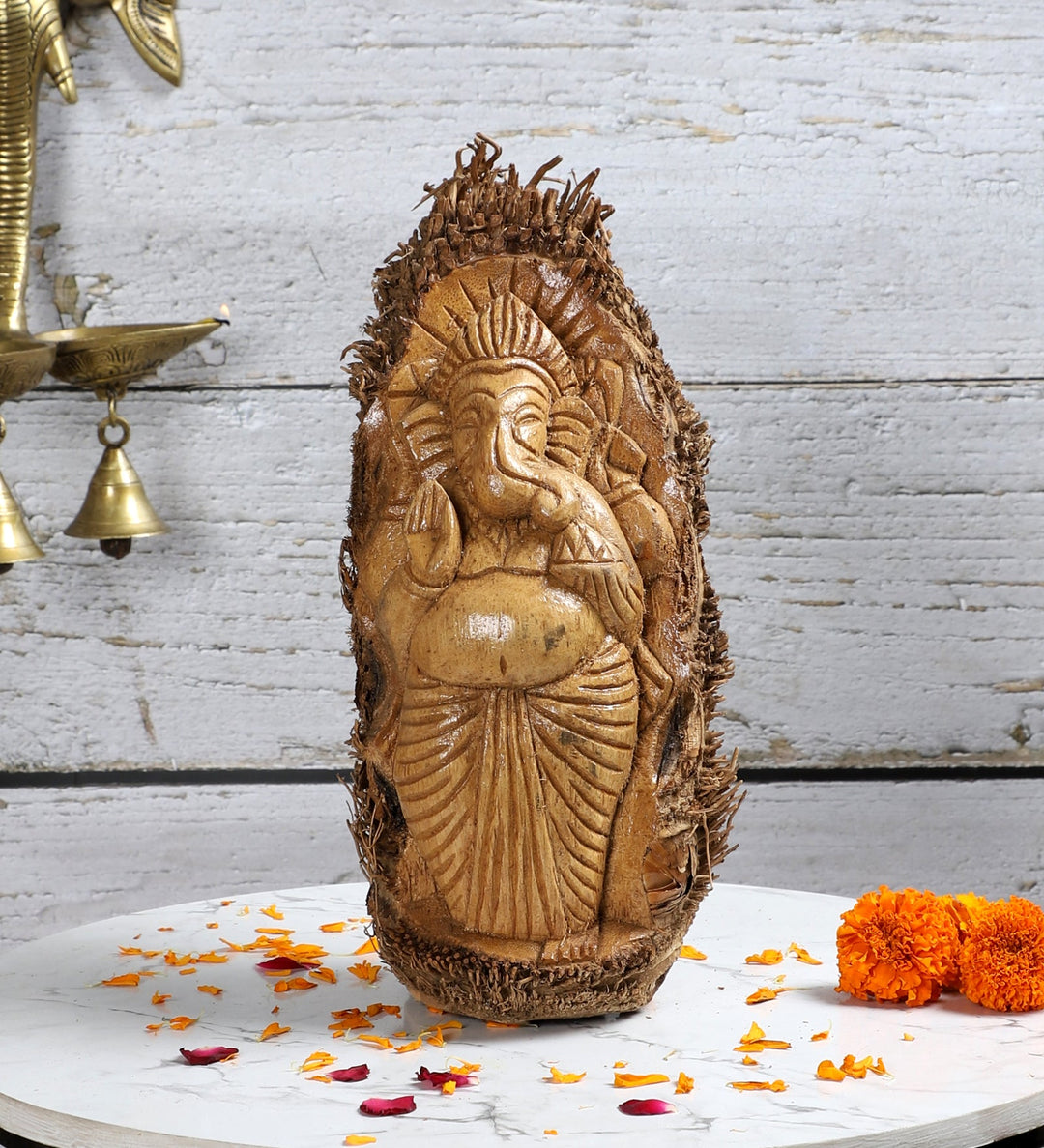 Hand-carved Bamboo Root Idol - Ganesha