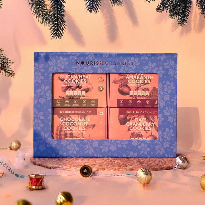 NOURISH ORGANICS Holiday Superfood Cookies Box | Healthy Gifting Pack of 4