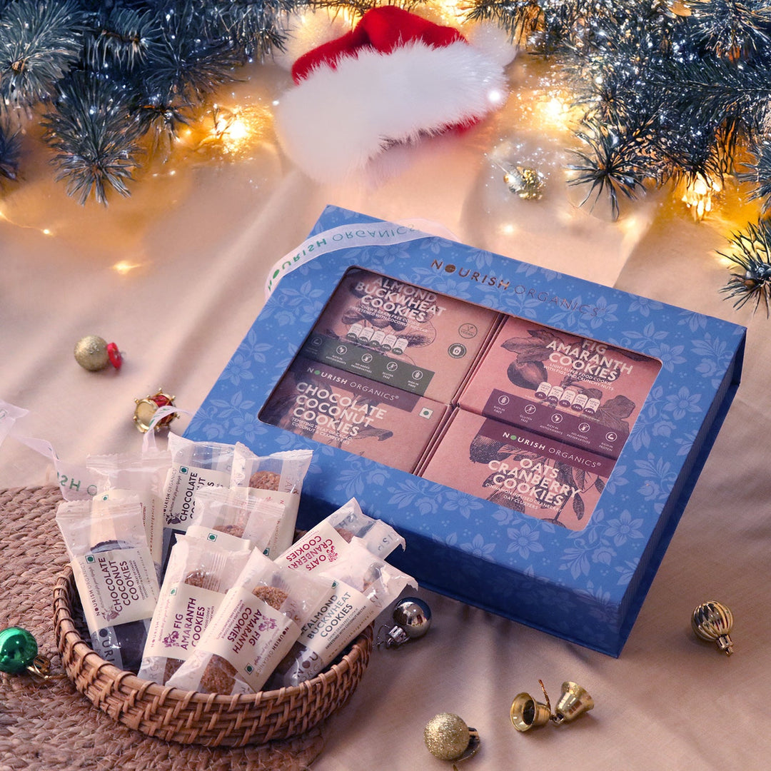 NOURISH ORGANICS Holiday Superfood Cookies Box | Healthy Gifting Pack of 4