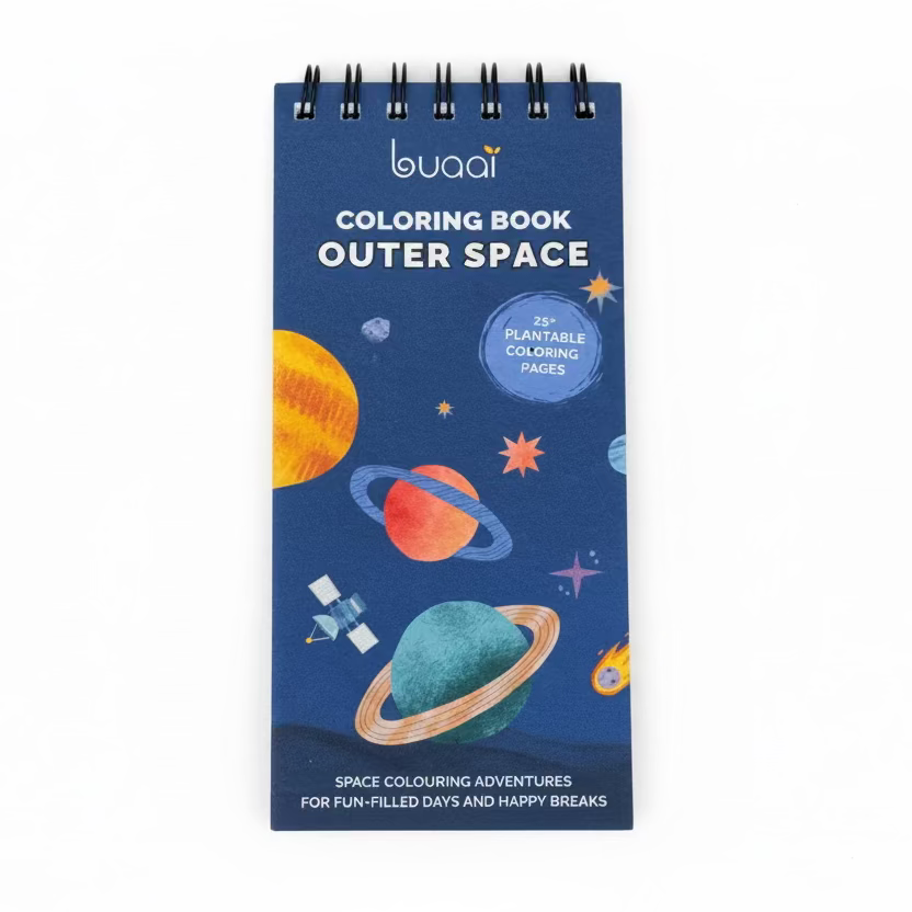 Outer Space Plantable Colouring book