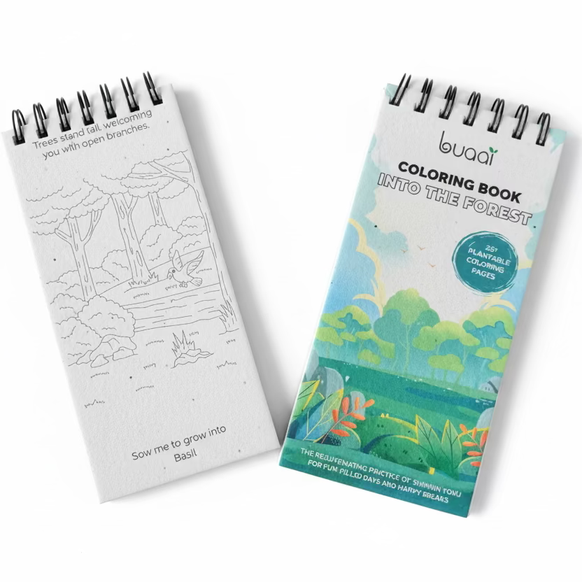 Into the forest Plantable Colouring book